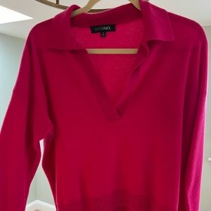 Intermix Hillary Cashmere Polo Sweater in Pink